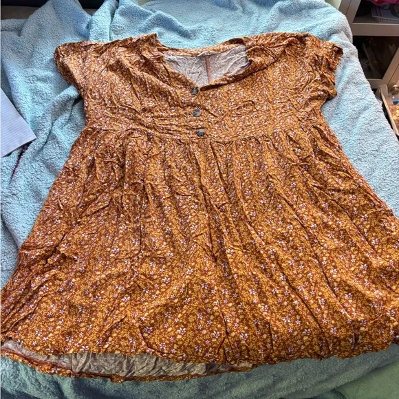 Floral Brown Women's babydoll dress - Picture 1 of 5